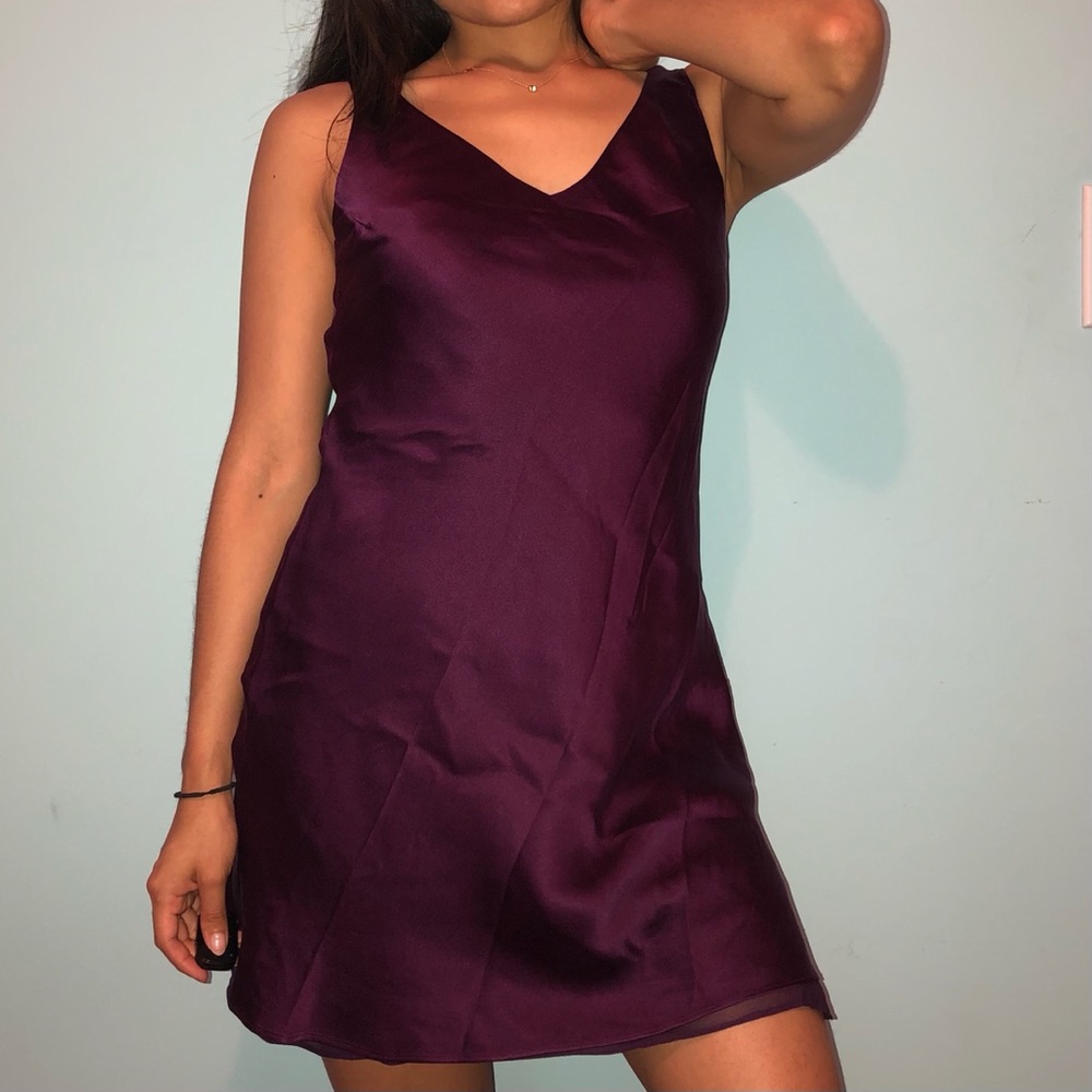 Burgundy Silk Sleeveless Slip Dress